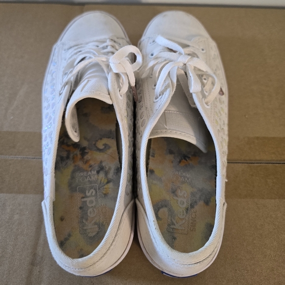 White KEDS canvas sneakers with iridescent elements - Picture 2 of 6